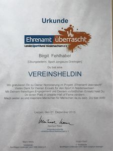 Urkunde Ehrenamt überrascht